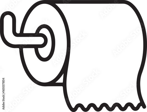 Simple line drawing of a toilet paper roll on a holder