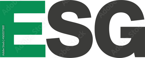 The acronym ESG, for environmental, social, and governance, shown in bold green and grey typography.