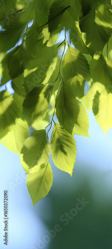 blue butterfly on a green leaf. Generative AI