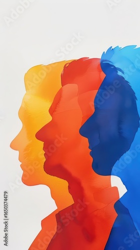 A Close-up Shot of a Watercolor silhouettes of a bustling cityscape with overlapping colors