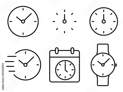 Collection of clock line icon set vector. time line icon vector illustration
