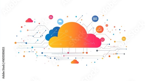 Abstract cloud computing concept illustration