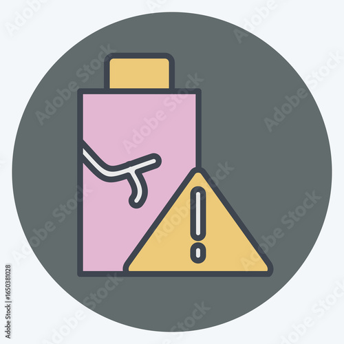 Icon Damaged Energy. related to Charging symbol. color mate style. design editable