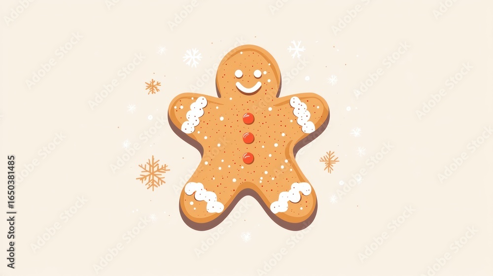 Fototapeta premium Festive Gingerbread Man Cookie, Festive Background, Holiday Season, Digital Art