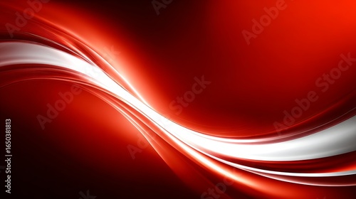 Abstract design with red and white flowing curves