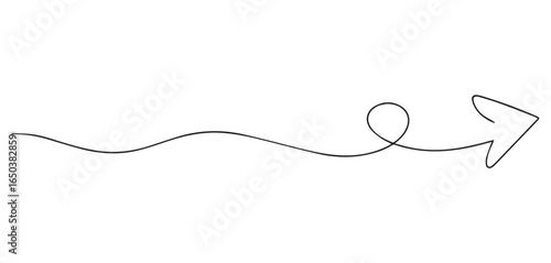 Black curved arrow with loop line art vector