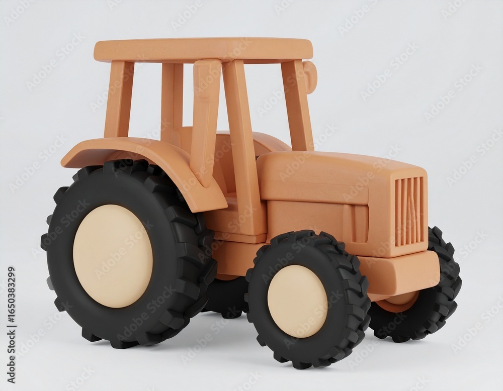 Obraz premium red clay tractor isolated on white