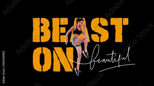 Beast on Beauty Workout Animation | Female Fitness Motion Graphics | Strong Woman Gym Motivation Animated Text