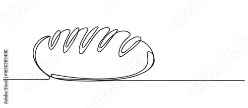 Black line art of a loaf of bread baking food