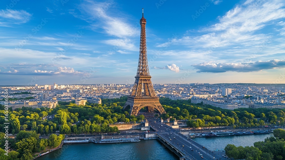 Fototapeta premium Panoramic view of the Eiffel Tower in Paris