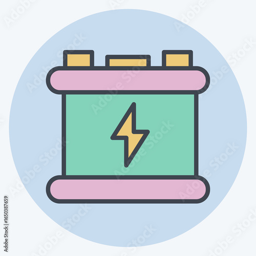 Icon Accumulator. related to Charging symbol. color mate style. design editable