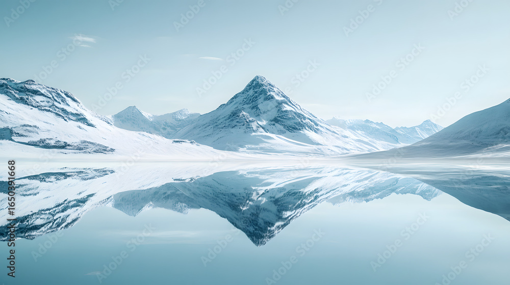 custom made wallpaper toronto digitalSnow-Capped Mountain Reflected in Calm Water