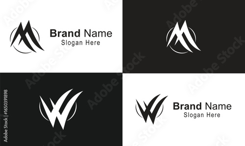Letter M & W Logo, Initial M & W Monogram Logo, Minimalist M & W Logo