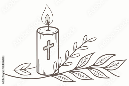 christian candle with glowing flame vector style .svg