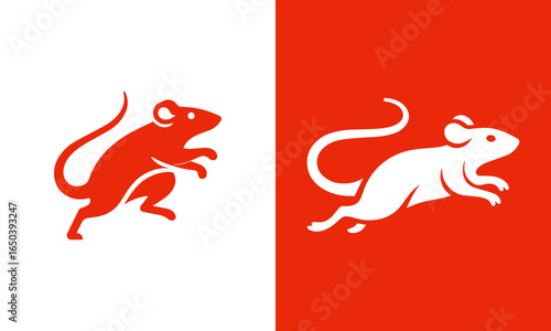Red and white mice in dynamic poses