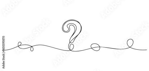 Elegant single line drawing of a question mark symbol punctuation inquiry