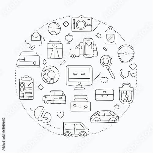 Stylish vector icons arranged in a neat pattern for versatile use