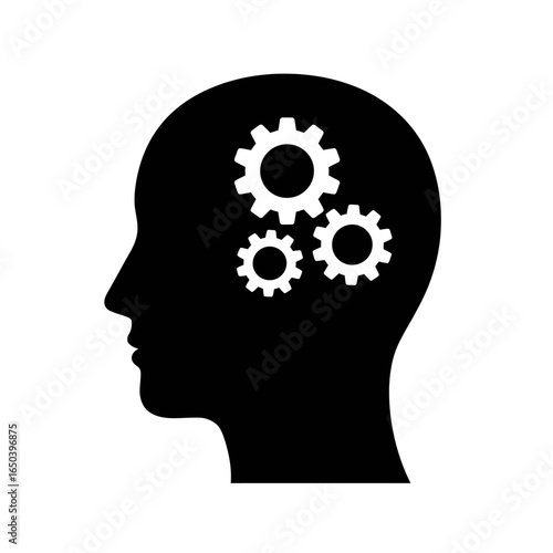 Human Mind Gears of Thought, Cognitive Process, Mental Mechanisms Illustration