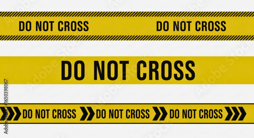 A versatile set of yellow DO NOT CROSS warning tapes, an isolated vector collection for marking restricted areas.