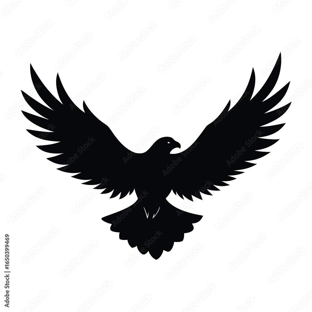 Fototapeta premium ---flying-eagle-silhouette-with-spread-wings--vect.eps