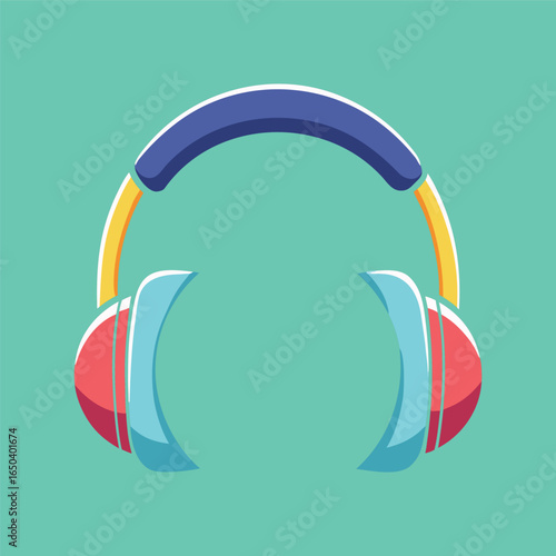 Hand drawn cute cartoon illustration of wireless headphones Flat vector head