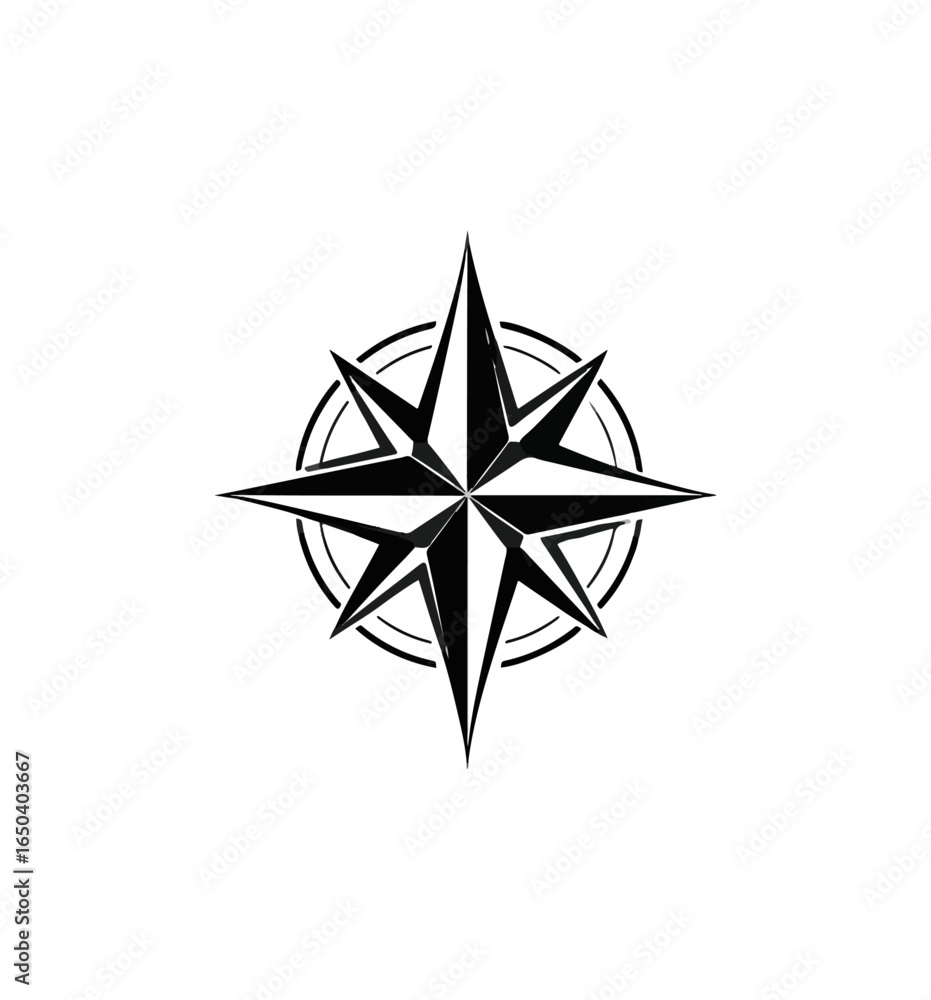 Obraz premium Black and white compass rose design