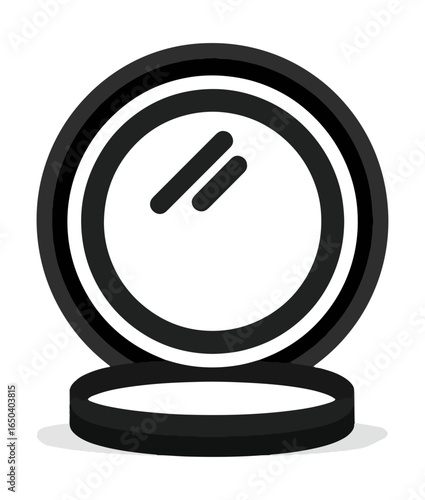 Black and white makeup compact illustration