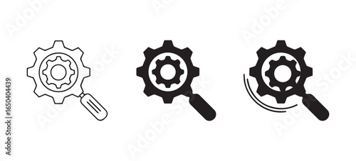 Gear and magnifying glass icons for settings and search tools