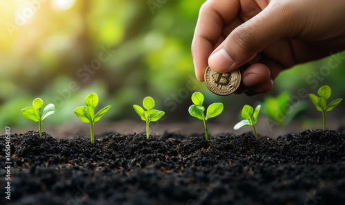 Investing in growth analyzing return on investment (roi) in finance with charts and money strategies in a natural setting