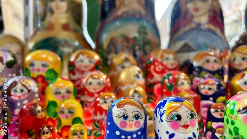 Fototapeta premium Handcrafted Matryoshka Dolls with Folk Art Design
