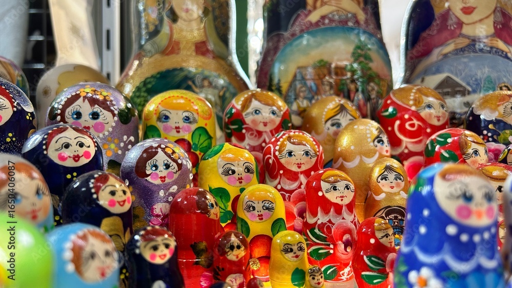 Fototapeta premium Russian Nesting Dolls with Ornamental Patterns