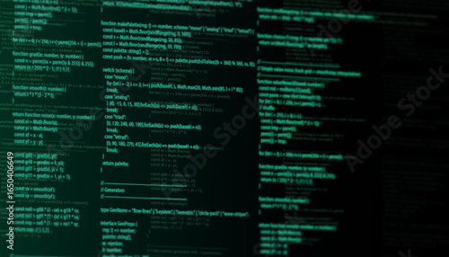 Fotografija multiple panes of glowing green programming code on a dark screen