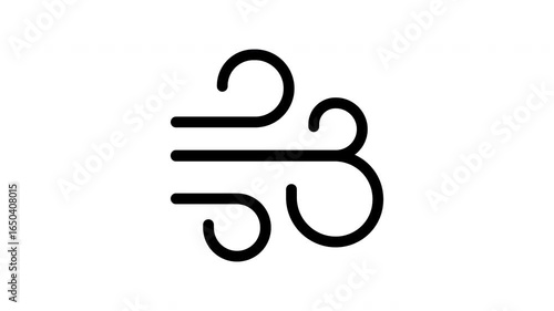 Lines moving in a breeze like motion, symbolizing wind. Great for weather, energy, and environmental designs.