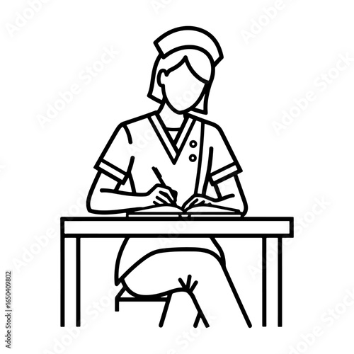 An image of a nurse taking notes on patient data or prescriptions, suitable for content related to medical reports, professional responsibilities, patient management, and digital healthcare.