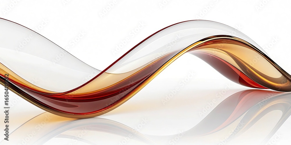 Obraz premium Abstract wave on black background. Computer generated illustration. 3D rendering.3d render,wave colorful abstract background, red and gold waves with reflection