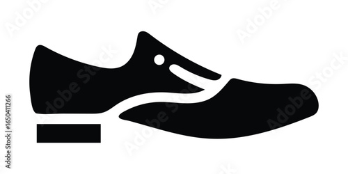 Elegant Black Leather Oxford Shoe Icon Depicting Style and Sophistication in Men's Footwear Fashion with a Clean, Modern Silhouette