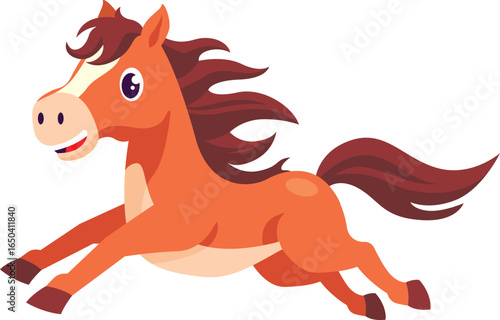 Cartoon brown colour horse running clip art illustration