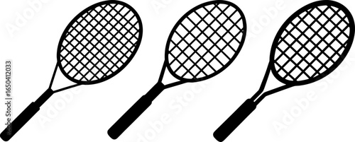 Tennis racket set, a Set of tennis rackets, tennis racket collection, Vector of tennis racket, tennis racket silhouette, tennis racket isolated on white background