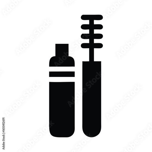 Bold Black Mascara Wand and Tube for Eyelash Enhancement and Volumizing Effect in Beauty and Personal Care Products