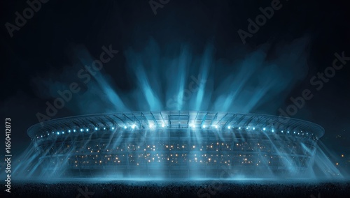 Illuminated stadium at night