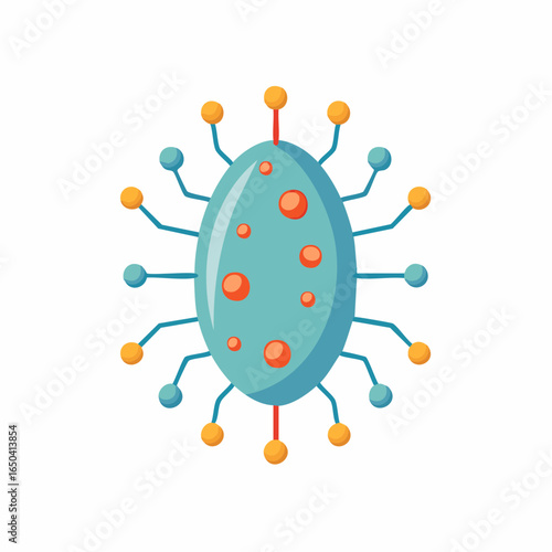 Flat style vector icon of bacteriophage virus, representing microbiology and genetic research.