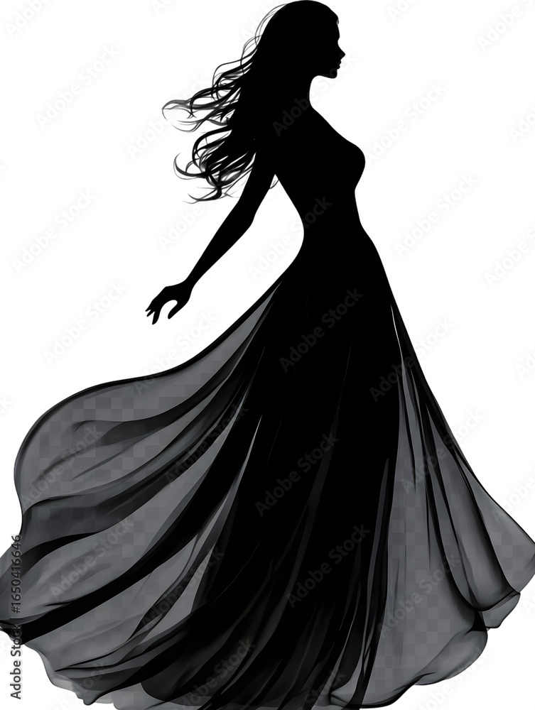 Naklejka premium silhouette of a woman illustration png transparent background