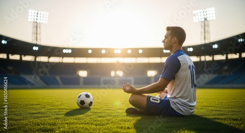 Soccer Player's Peaceful Moment: Meditation on the Field