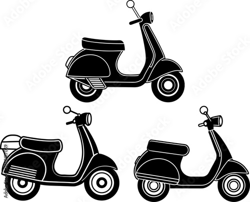 Scooter set, a Set of scooters, scooter collection, Vector of scooter, scooter silhouette, scooter isolated on white background