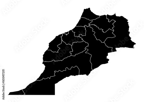 Morocco Map Black Detail Edition – High-Detail Country Vector for Travel Posters, Education, and Wall Decor