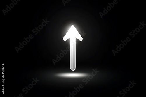 A white, glowing arrow pointing Up, 