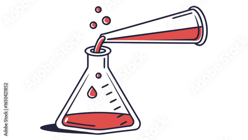 Chemistry lab experiment with liquid transfer illustration vector graphic design science research and analysis