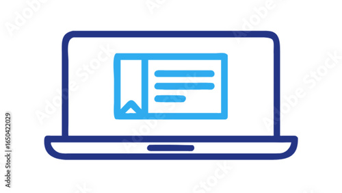 Laptop computer document online education learning digital device technology vector illustration