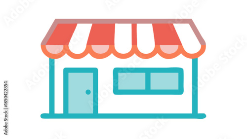 Cute cartoon storefront vector illustration for small business shop market and local store front design needs