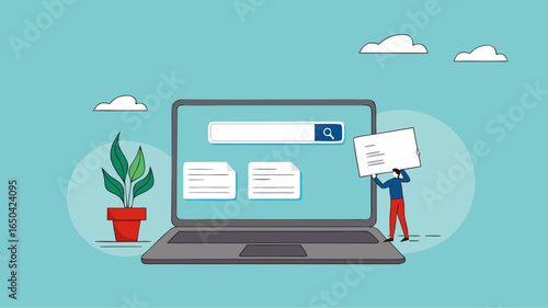 website development, create an online business site, build landing page homepage layouts for business growth, businessman bring web banner icons to build online site on computer laptop screen